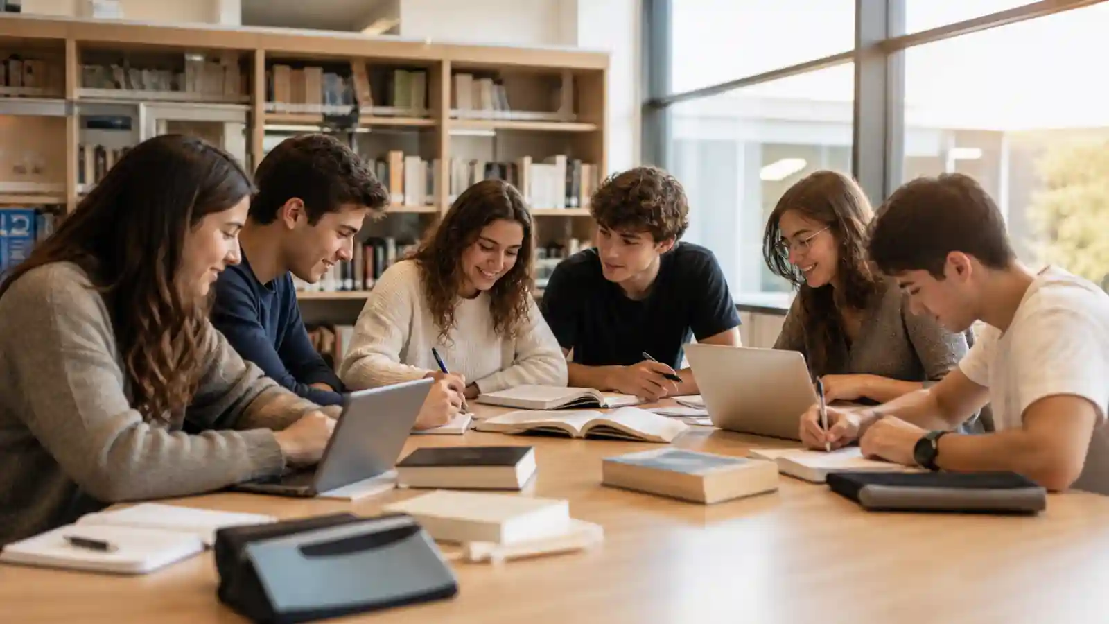 Grupo de estudantes em ambiente académico